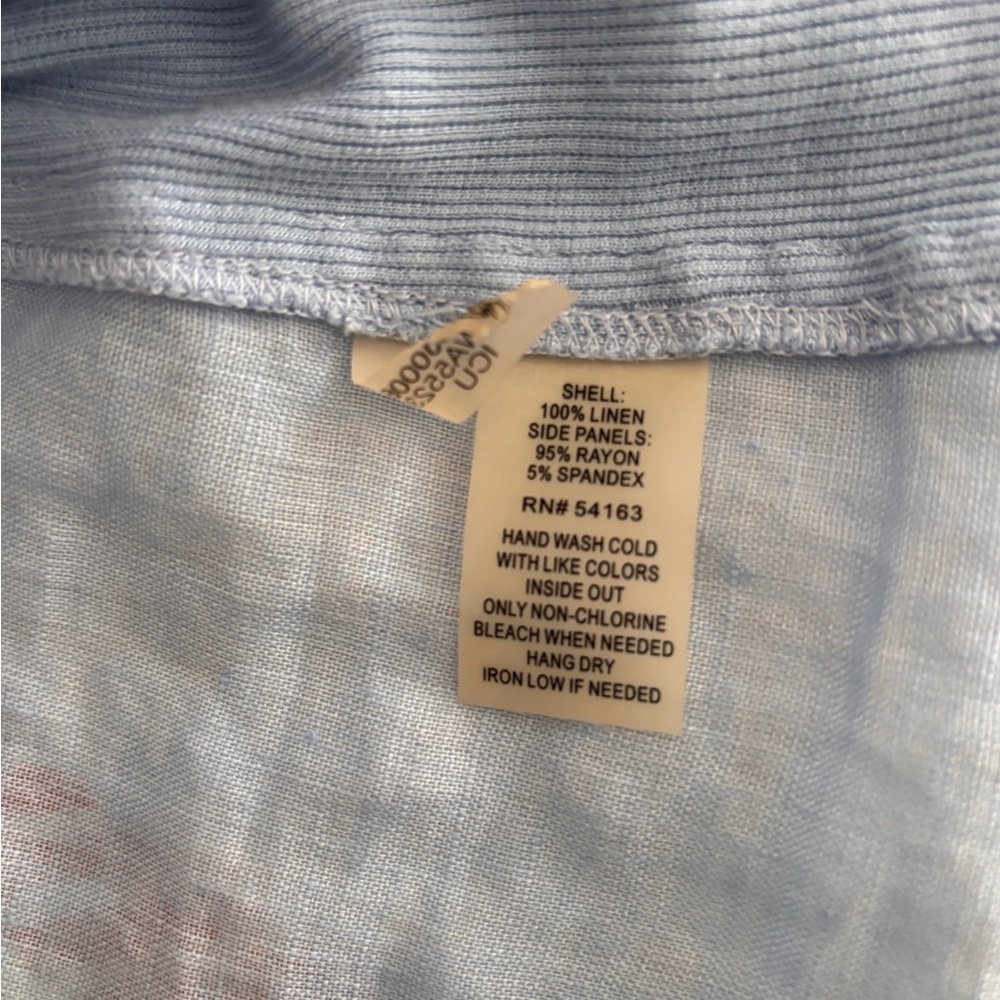 Calvin Klein Sky Blue Linen Medium Button-Up Blouse Women’s - Picture 7 of 10